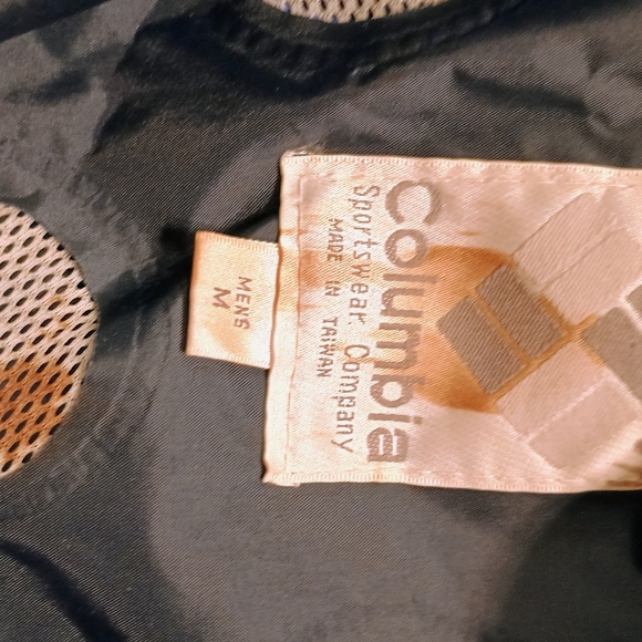 Columbia VINTAGE Men’s‎ Medium Hooded Rain Jacket Blue Vented PVC with Hard Brim - Picture 2 of 7